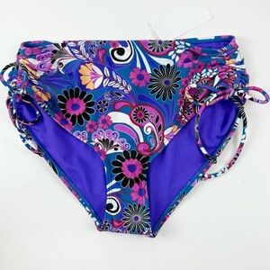 Salt + Cove Bikini Bottom Juniors Size Medium Purple Floral Side Tie Swim NWT